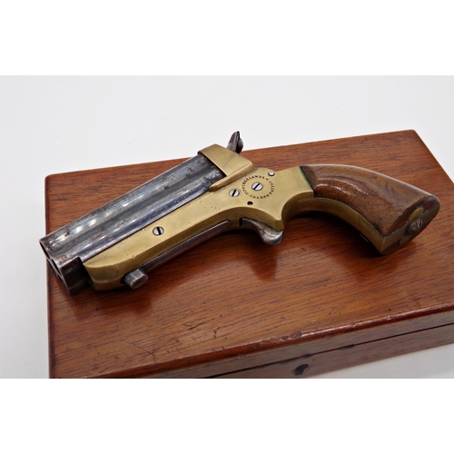 122 - A good four shot rim fire pistol, ‘Sharpes’ patent by Tipping & Lawden, with sliding four chamber bl... 