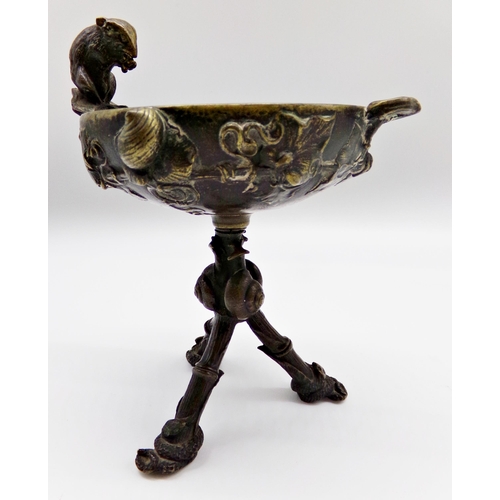 145 - Auguste Nicolas Cain (1821-1894, French) - Impressive bronze tazza or pedestal dish, mounted by a fi... 