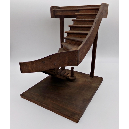 148 - Impressive antique mahogany apprentice model of a staircase, 37 x 32cm