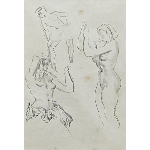 602 - Sir William Russell Flint (1880 - 1969, Scottish) - Female nude studies, unsigned, graphite study, f... 