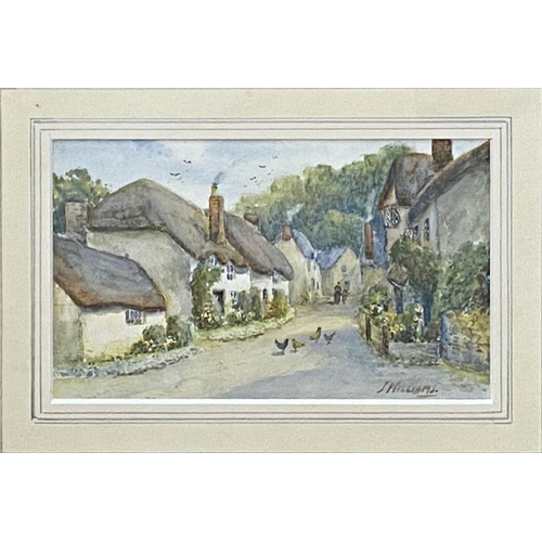 604 - John W Williams (fl.1900 - 1920) - 'The Ship Inn, Porlock, Somerset' - 'Thatched Cottages, Porlock, ... 