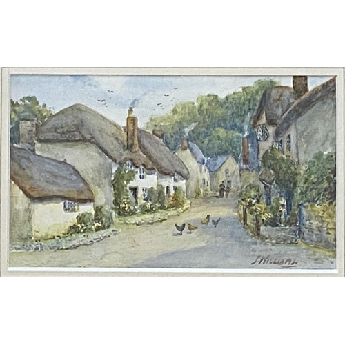 604 - John W Williams (fl.1900 - 1920) - 'The Ship Inn, Porlock, Somerset' - 'Thatched Cottages, Porlock, ... 