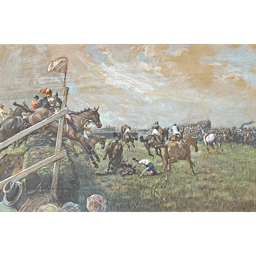 616 - Gilbert Holiday (1879-1937) - The Grand National, monogrammed GH, work in pastel, 42 x 72cm, framed