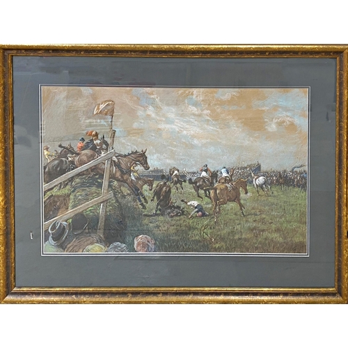 616 - Gilbert Holiday (1879-1937) - The Grand National, monogrammed GH, work in pastel, 42 x 72cm, framed