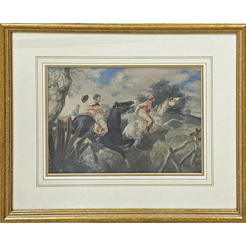 628 - Charles Josi (fl. 1827-1851) - point to point racing, signed and dated 1835, 22 x 12.5cm, framed