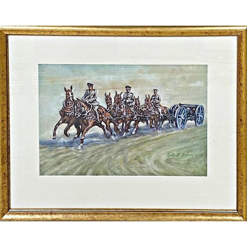 630 - Gilbert Holiday (1879-1937) - The Gun Carriage, signed, pastel, 25.5 x 38cm, framed