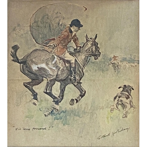 631 - Gilbert Holiday (1879-1937) - 'Sit Long Forward', signed, pencil and watercolour, 29 x 24cm, framed