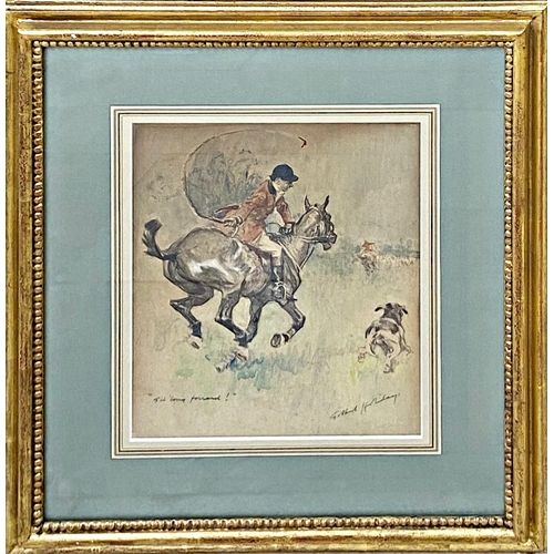 631 - Gilbert Holiday (1879-1937) - 'Sit Long Forward', signed, pencil and watercolour, 29 x 24cm, framed