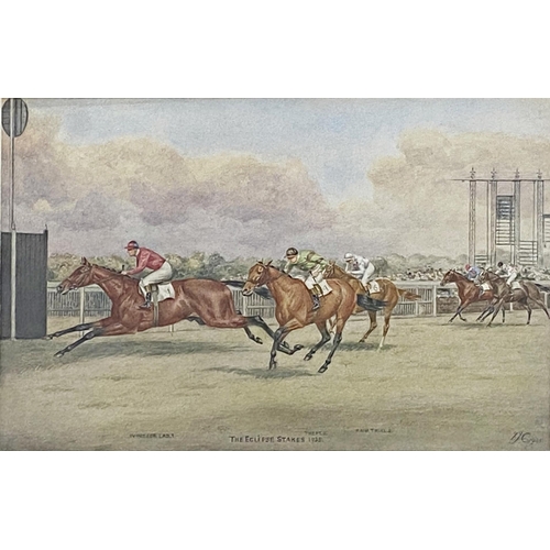 636 - Isaac J Cullen (1881-1947) - 'The Derby 1934' & 'The Eclipse Stakes 1935', signed and dated, waterco... 