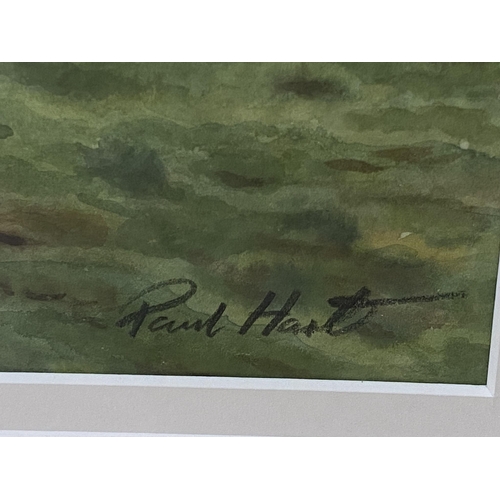 639 - Paul Hart (20th / 21st century) - Racing at Cheltenham, signed, watercolour, 39 x 56cm, framed