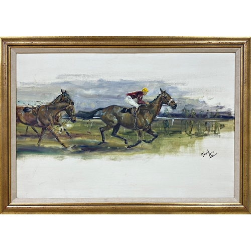 642 - Michael Lyne (1912-1989) - 'Study of Red Rum Winning His Third Grand National', signed, oil on canva... 