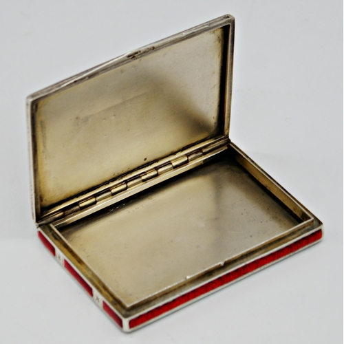 359 - Impressive Faberge silver and red enamel card or cigarette case, with hinged top with brightcut silv... 