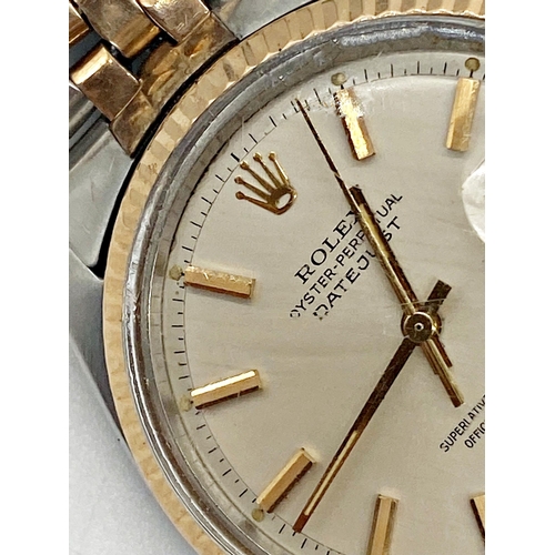 371 - Rolex Oyster Perpetual Datejust bi-metal gents wristwatch, gold fluted bezel, 36mm case, champagne d... 