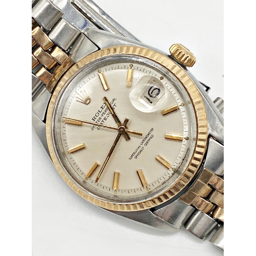 371 - Rolex Oyster Perpetual Datejust bi-metal gents wristwatch, gold fluted bezel, 36mm case, champagne d... 