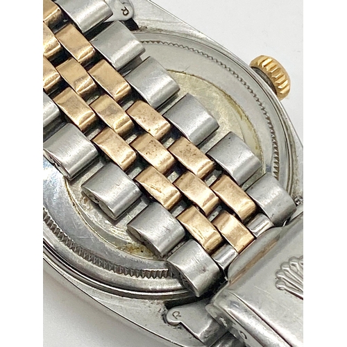 371 - Rolex Oyster Perpetual Datejust bi-metal gents wristwatch, gold fluted bezel, 36mm case, champagne d... 