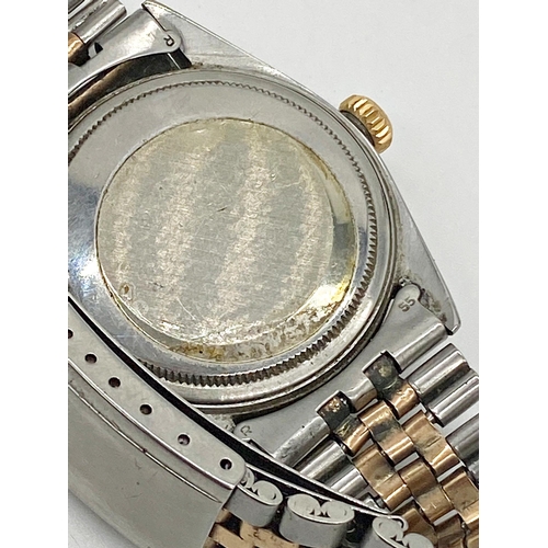 371 - Rolex Oyster Perpetual Datejust bi-metal gents wristwatch, gold fluted bezel, 36mm case, champagne d... 