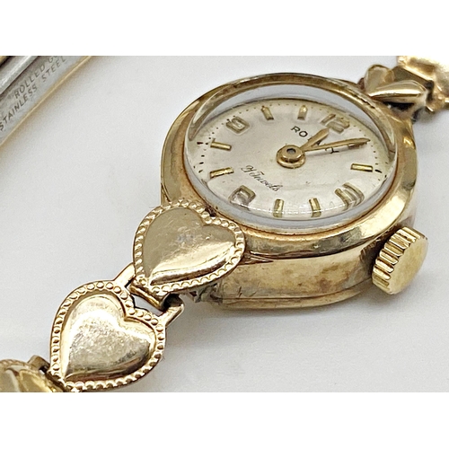 429 - 1960s ladies Rotary 9ct cocktail watch, 16mm case, champagne dial with gilt hands, currently running... 