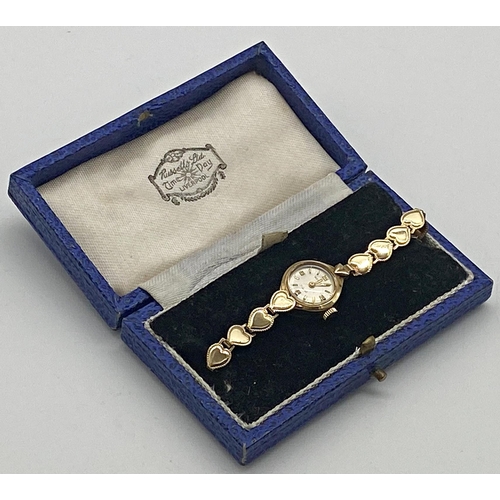 429 - 1960s ladies Rotary 9ct cocktail watch, 16mm case, champagne dial with gilt hands, currently running... 