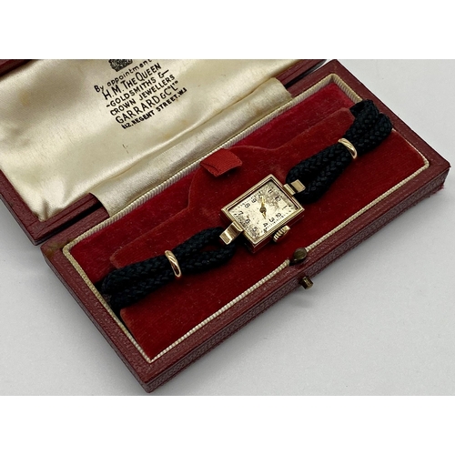 433 - 1950s 9ct gold Dennison cased cocktail watch with high grade IWC movement, 15mm case with silver dia... 