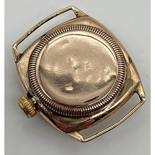 375 - 1928 Rolex Oyster rose gold cushion case dress watch, 28mm case, silver sector dial with champagne c... 