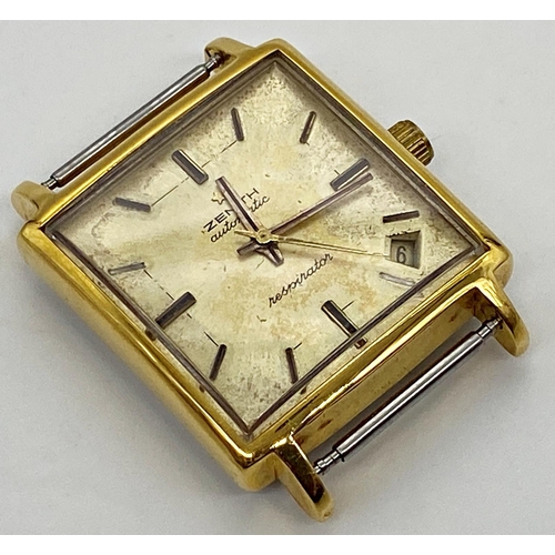 435 - 1960s Zenith Respirator Automatic gold plate gents wristwatch, 30mm case, gilt dial with gilt hands ... 