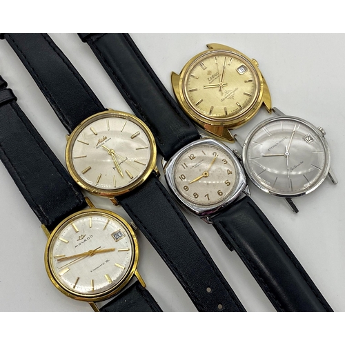 443 - Collection of five good vintage gents wristwatches, to include, 1940s JW Benson, Eterna Matic Centen... 