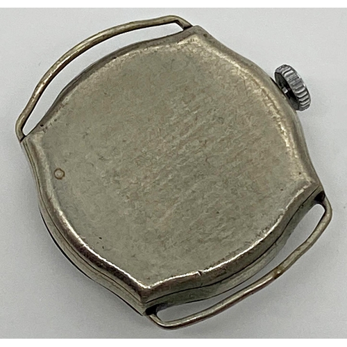 450 - 1920s Record Watch Co nickel cased gents dress watch, 31mm serpentine case, enamel dial with Arabic ... 