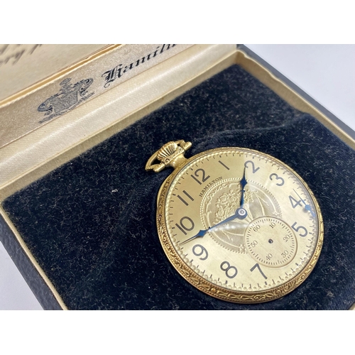 452 - A collection of good American branded wrist watches and pocket watches, consisting of one original b... 