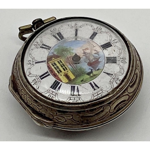 457 - A George III silver pair cased pocket watch, the gilt fusee movement with verge escapement and pierc... 