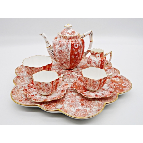 63 - Wileman & Co (early Shelley) 6027 pattern cabaret porcelain set, complete with tray, teapot, milk ju... 