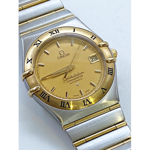 380 - Vintage Omega Constellation automatic bi-colour gents wristwatch, 36mm case, gilt dial with gilt han... 