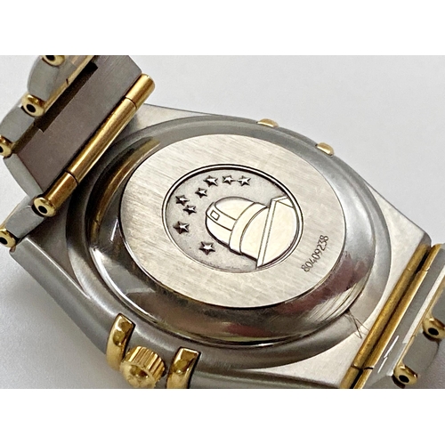 380 - Vintage Omega Constellation automatic bi-colour gents wristwatch, 36mm case, gilt dial with gilt han... 