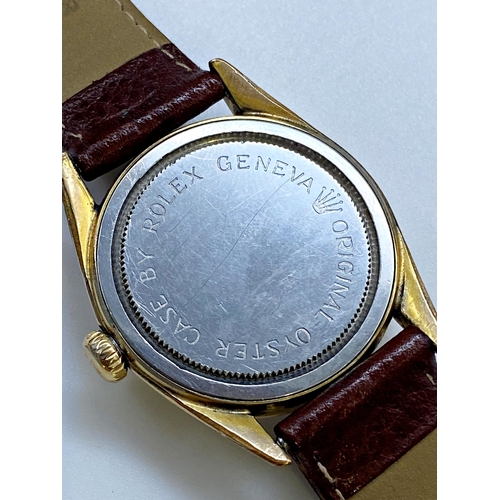 402 - Vintage Tudor Oyster Royal gold plated gents wristwatch 34mm case, champagne dial with gilt hands an... 