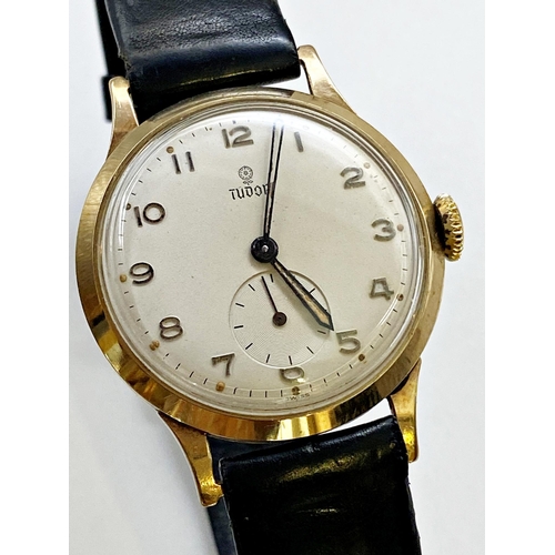 403 - Vintage Tudor 9ct gents wristwatch, cream dial wit lume hands and Arabic numerals, subsidiary second... 