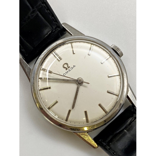 386 - Vintage Omega stainless steel gents wristwatch, 34mm case, cream dial with silvered hands and marker... 