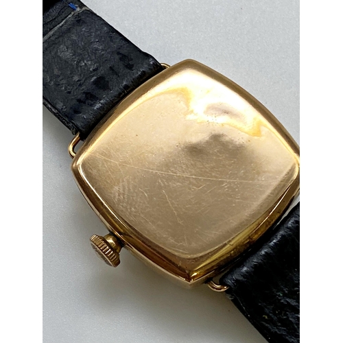 408 - Antique Waltham 9ct gents lug wristwatch, 31mm case, enamel dial with Arabic numerals, subsidiary se... 