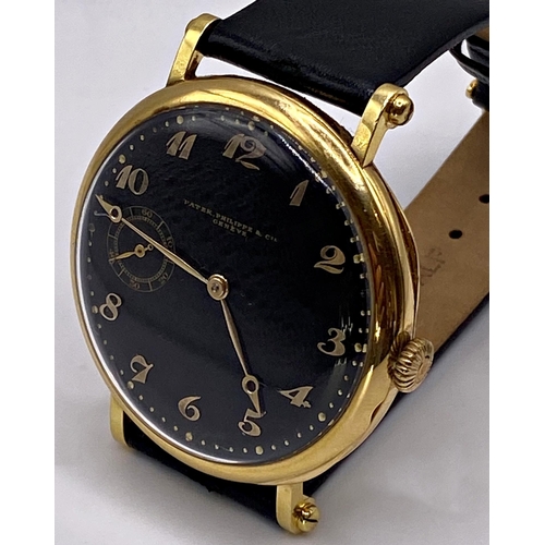 395 - Rare vintage Patek Philippe for Tiffany & Co 18ct timepiece, 45mm case, black dial with Breguet nume... 