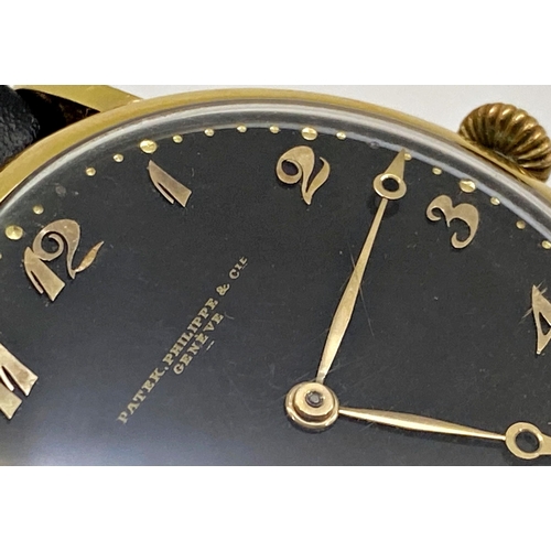 395 - Rare vintage Patek Philippe for Tiffany & Co 18ct timepiece, 45mm case, black dial with Breguet nume... 