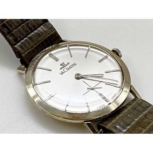 396 - Vintage Le Coutre gents 14k white gold dress watch, 32mm case, silvered dial with subsidiary second ... 