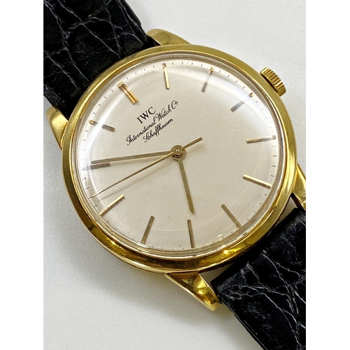 399 - Vintage International Watch Company (IWC) Schaffhausen 18ct gents dress watch, 37mm case, champagne ... 