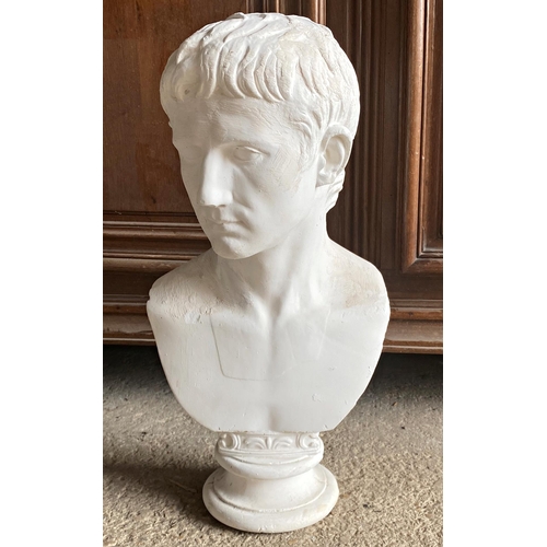 578 - Classical plaster bust of Caesar Augustus, 69cm high