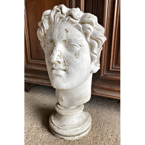 581 - Good antique plaster bust of Alexander the Great, 73cm high