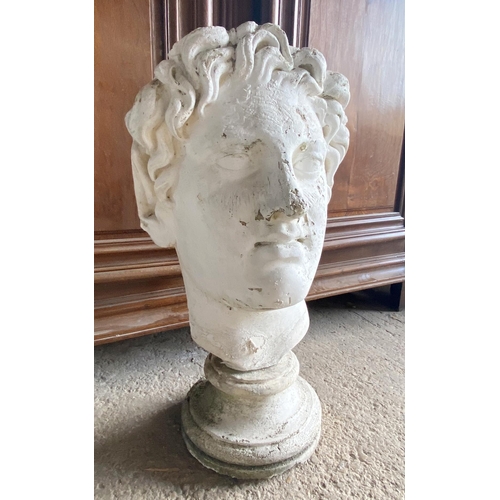 581 - Good antique plaster bust of Alexander the Great, 73cm high