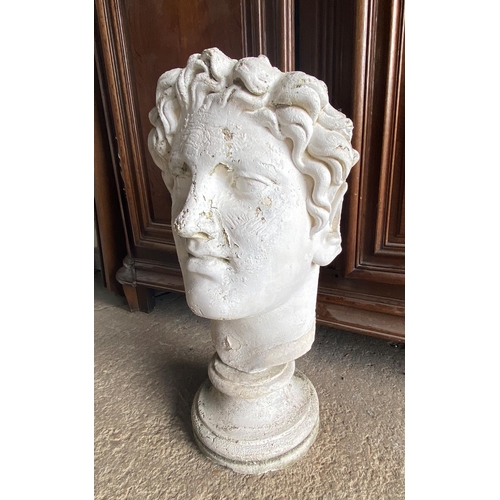 581 - Good antique plaster bust of Alexander the Great, 73cm high