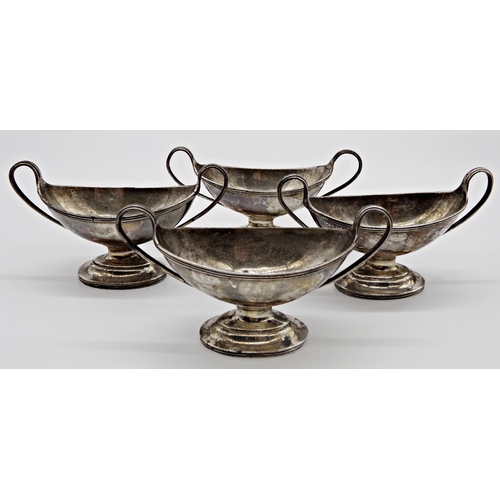 189 - Set of four Victorian silver twin handled boat shaped salts, maker Charles Stuart Harris, London 188... 