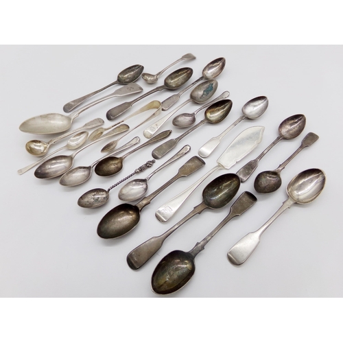 201 - Collection of various Georgian and later silver spoons, 14.5oz approx