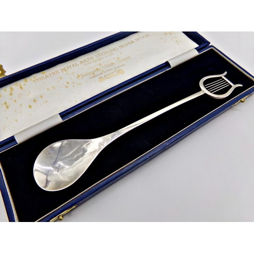 204 - Limited edition 'Theatre Royal Bath Sterling Silver Spoon', with cast green man face to reverse of s... 