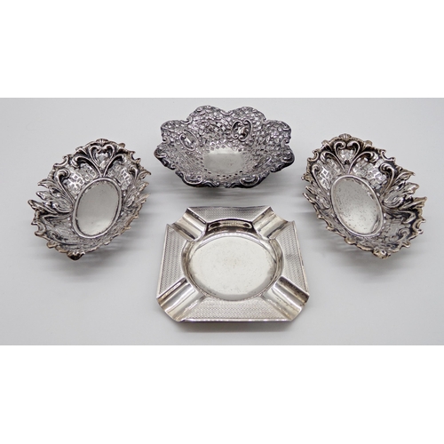 231 - Good late Victorian cast silver bonbon dish, pierced diaper decoration, maker James Dixon & Son, She... 