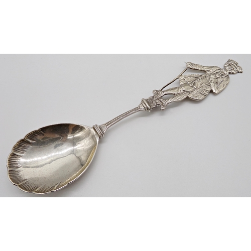 245 - Unusual silver character collectors spoon, mounted by a dandy, maker George Nathan & Ridley Hayes, 1... 