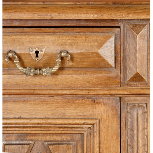 586 - 19th century Flemish oak Dickens type desk, the raised back fitted with six small drawers, the base ... 